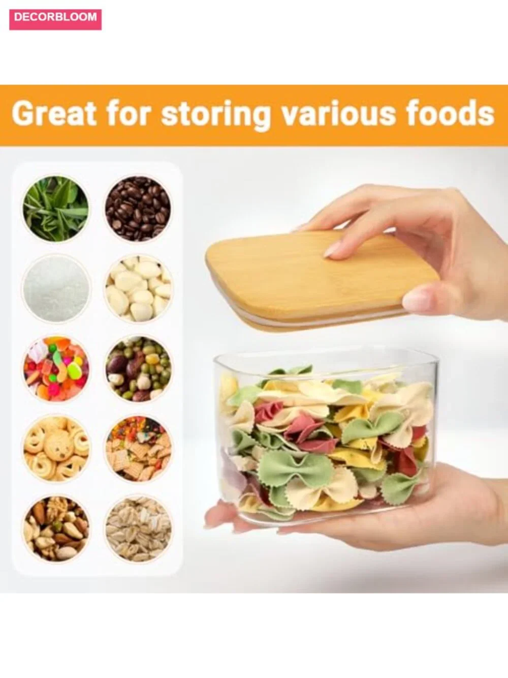 4 Pack 17oz Glass Jars with Bamboo Lids, Airtight Food Storage